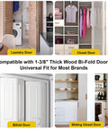 DIY Ready Bi-Fold Door Repair Kit For Two 1-3/8 Inch Wood Doors shown with compatible laundry, closet, bifold, and sliding doors.