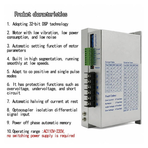 Slick Cnc Motion Control Upgrade Kit Featuring 4.5A Nema Stepper Motor Paired With Ec3522 Three Phase Driver And Ball Screw Assembly Hella Smooth Performance Built To Handle Heavy Duty Work Daily, showcasing DSP technology and connection ports.