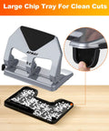 Heavy-Duty 3 Hole Punch For Binders, 50-Sheet Capacity, stainless steel paper guide, large chip tray for clean cuts