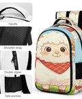 Smiling Sheep Wearing A Scarf Printed Unisex Backpack with handle, shoulder strap, double zipper, and side pockets