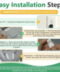 Easy installation steps for Refrigerator LED Light Module Replacement with diagrams and instructions.