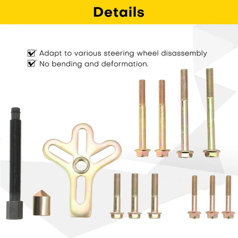 Harmonic Balancer Steering Wheel Puller Kit 13 Piece Flywheel And Crankshaft Pulley Removal Set with various bolts and designs.