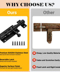 Built Like A Tank 4 Inch Slide Door Lock Latch Hella Durable SUS304 Stainless Steel Barrel Bolt for Outdoor Gate comparison with rusty latch