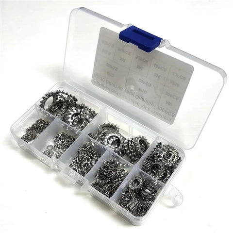 Stainless Steel 304 External Toothed Lock Washers Star Gasket Serrated Assortment Kit 600 Pcs in open box