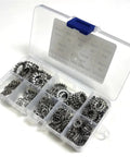 Stainless Steel 304 External Tooth Lock Washers and Serrated Gasket Set in 300-piece clear case assorted sizes M2.5 to M12.