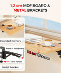 Fold Down Wall Mounted Desk Extender Tray And Side Table That Expands Your Space, MDF board with metal brackets, 1.2 cm thickness