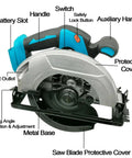 No Cord Hassle Cordless Circular Saw 18V Lithium Power Tool with rugged steel base and safety features.