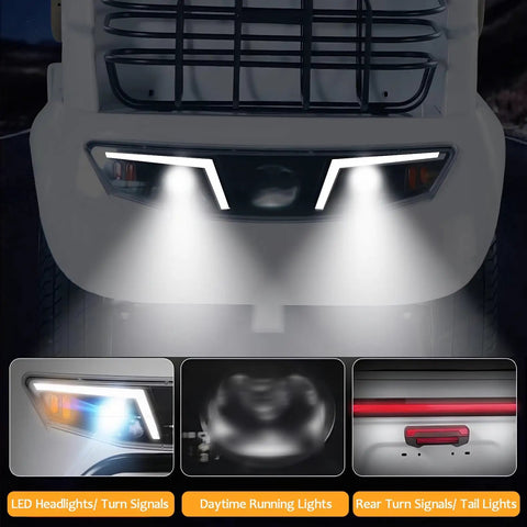 Front view of Heavy Duty Four Wheel Electric Golf Cart With 800W Motor And Built In Reverse Camera, showcasing LED headlights and turn signals.