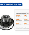 Beefy Front Wheel Hub And Bearing Assembly For Dodge Ram 1500 2500 3500 4x4 With ABS 8 Lugs Front Position Replacement 2006 2007 2008