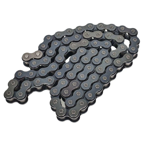 Close-up of chain from Beefed-Up Rear Axle Kit For Go Karts And ATVs 44 Inch Assembly With Pillow Block Sprockets Brake Discs Hubs Chains And Calipers.