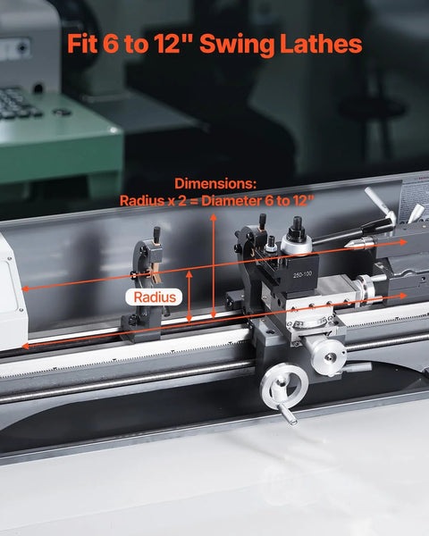 Installed 8-piece steel quick-change tool post set on metal lathe with tool holders