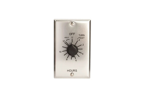 In-Wall Spring-Wound Twist Timer With A Commercial Style Metal Plate 12 Hour Auto Shutoff For Motors And Lights