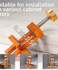 Pro Grade Aluminum Cabinet Door Alignment Jig For Frameless And Face Frame Install displaying micro adjustment from 0.28 to 1.57 inches.