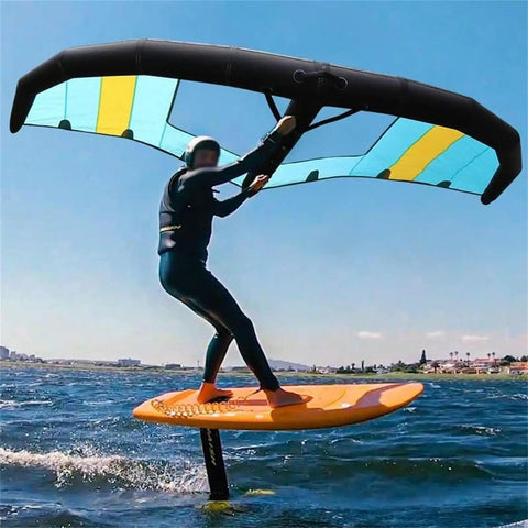 Person using Inflatable Wing Foil Kite For Kitesurfing And Snow Surfing With Window Portable Windsurfing Sail on water