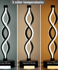 Spiral LED Table Lamp With Dimmer In Slick Black Finish Touch Control Bedside Light With Three Color Temperatures 15.8 Inch Tall