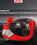 Beefy Front Upper Control Arms For 2005-2022 Toyota Tacoma With 1-4 Inch Lift Tubular Alloy Steel Replacement Arms displayed in red.
