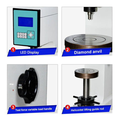 Heavy Duty Digital Rockwell Hardness Tester For Plastic Testing features LED display and diamond anvil for precision.