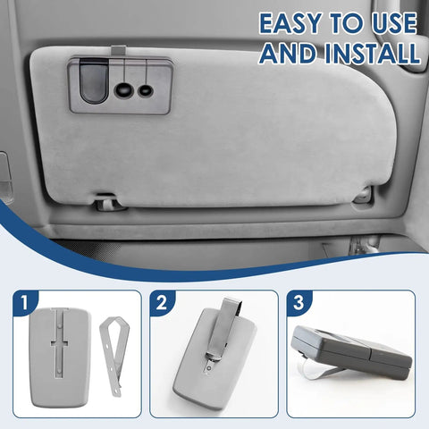 Stainless Steel Garage Door Opener Clip For Visor 10 Pack, Durable Remote Visor Clips Bulk Set shown on sun visor installation