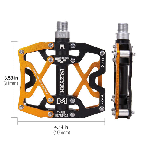 Nine Sixteenths Inch Mountain Bike Pedals With CNC Machined Body Sealed Bearing Platform Three Bearings Anti Slip Pins