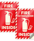 Two Fire Extinguisher Inside Sticker 4x6 Inch Reflective High Visibility Engineer Grade Vinyl Safety Label for walls and doors.