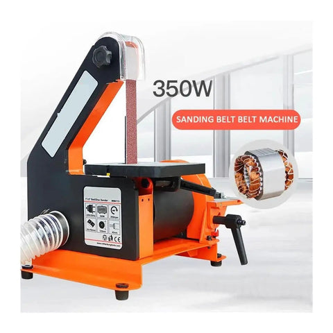 Compact Desktop Electric Grinder With Belt And Disc Sander For Woodworking, 350W sanding belt machine with adjustable table.