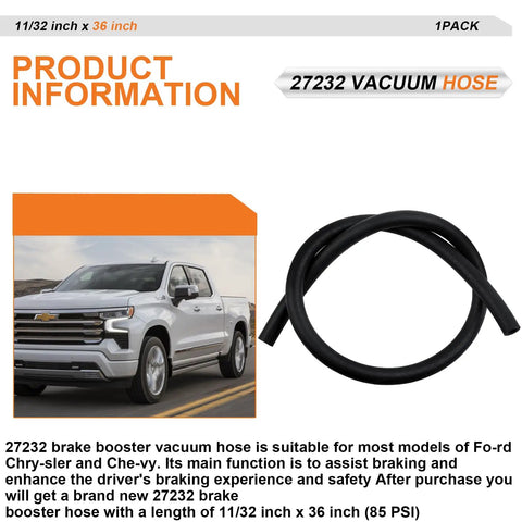 Heavy Duty Brake Booster Vacuum Hose 11 32 Inch Inner Diameter 9mm 3 Foot Length 85 PSI coiled beside a silver pickup truck.