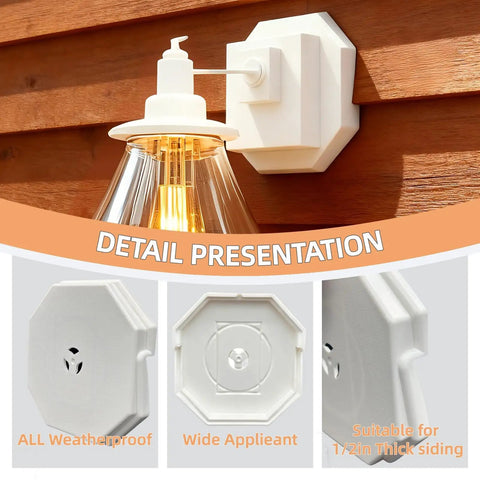 Octagon Vinyl Siding Mounting Blocks Kit For 1/2 Inch Lap Siding And 4-10 Inch Height Great For Outdoor Lights Cameras And Doorbells White 2 Pack Durable Paintable Plastic on siding with wall light