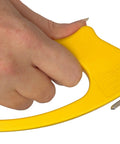 Close-up of a hand using the Slick Dual Purpose Flute Cutter For 4Mm Coroplast And Corrugated Plastic Panels.