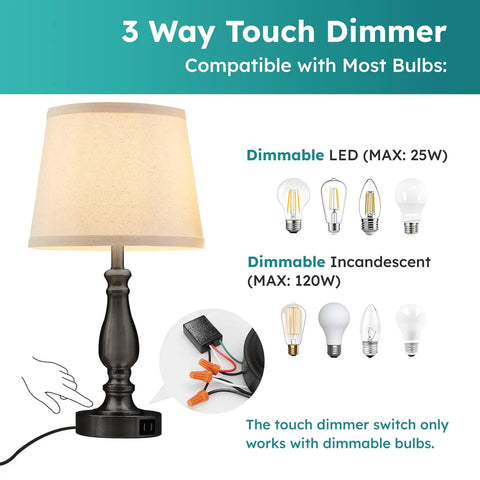 Two Pack Touch Lamp Control Module With Three Level Dimming For Desk Lamps Sensor Replacement Kit With Wire Caps Easy Install No Fuss Works With Lamps That Have Metal Bases And Dimmable LED Bulbs, black touch lamp with wire caps