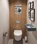 Kickass Vintage Metal Tin Sign 8X12 Inches With A Heck Funny Bathroom Wall Art And Farmhouse Humor Plaque mounted in a rustic bathroom.