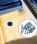 Heavy Duty Quarter Inch By One And Quarter Inch Blue Flat Head Concrete Screw Anchor Set For Cement Stucco Block And Brick Masonry Walls Forty Five Pieces Rust Resistant Carbon Steel Fasteners For Secure Anchoring