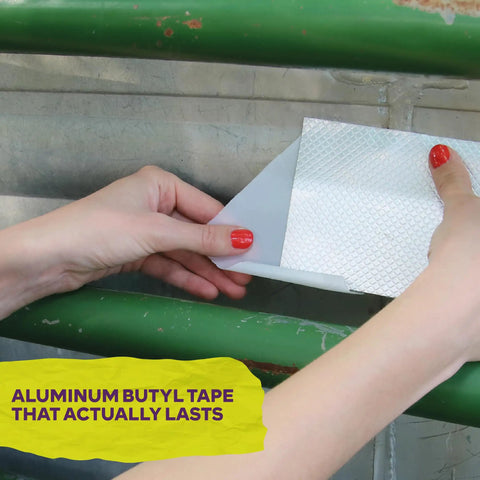 Applying Aluminum Butyl Tape Waterproof Sealing Tape 4 Inch by 16 Feet No Drip Seal For Roof Patch Gutter RV Repair Metal Flashing HVAC