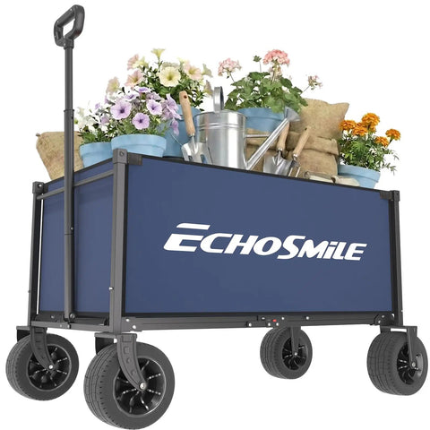 Heavy Duty Collapsible All Terrain Wagon Cart With 400 Lb Capacity And Wide 9cm Wheels With 360 Degree Swivel Front carrying gardening items