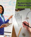 Person using 5 Sets 24 Inch Pen Leash Tether For Clipboard Lanyard Holder and drawing hand with stylus tether on paper, office setting.