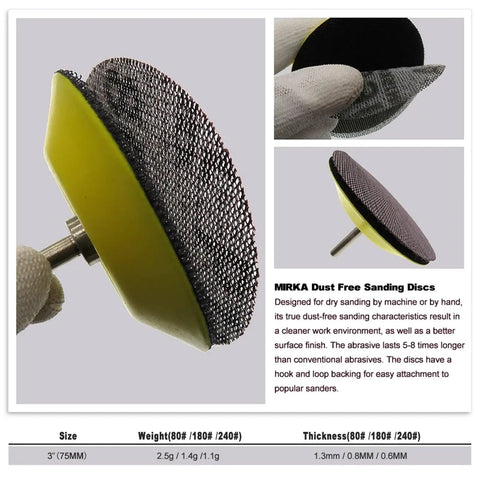 Get Some Smooth Finish With These 20 Piece 3 Inch Mesh Sanding Discs Offering Sweet Anti-Blocking Action From 80 To 240 Grit Plus Dust Vent Holes For Cleaner Work on Both Wood And Metal Projects Today.