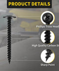 Close-up of Phillips Truss Head screw from Premium Black Wood Screws Set 1-1/2 Inch, detailing sharp point and carbon steel