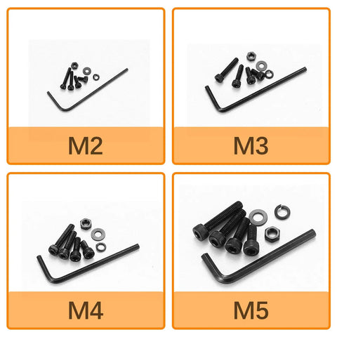 Massive 1780 Pcs Metric Screw Set With M2 M3 M4 M5 Bolts Alloy Steel Black Finish Includes Nuts Washers And Hex Socket