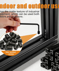 75 Pieces 2020 Aluminum Extrusion Black Corner Bracket Set with hex wrench and screws in use on T Slot frame