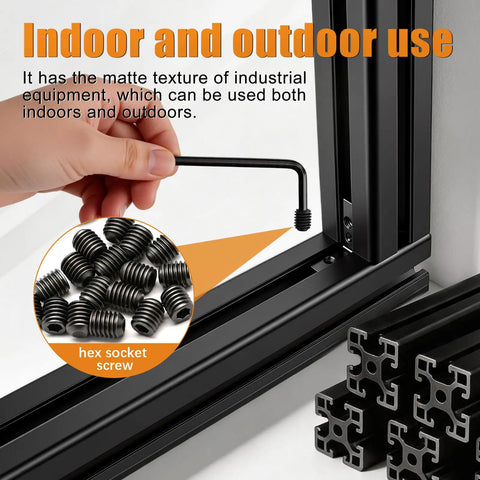 75 Pieces 2020 Aluminum Extrusion Black Corner Bracket Set with hex wrench and screws in use on T Slot frame