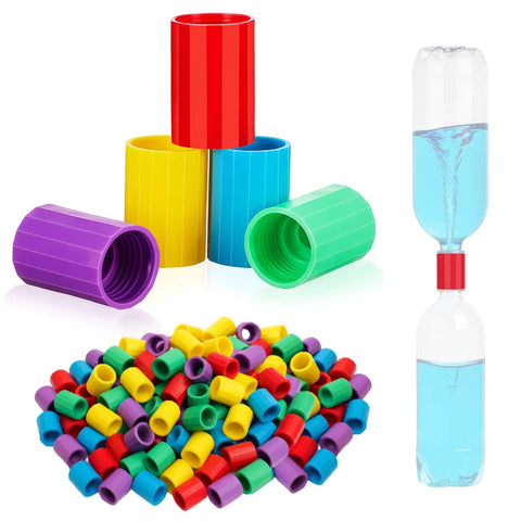 Tornado Bottle Connectors Kit For Demonstrations And DIY Science Experiments, Vortex Tubes In 5 Colors, 100 pcs shown