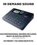 Studio Grade Standalone Drum Machine With 233 Onboard Sounds, Built In Digital Effects, Dynamic Articulation, And Seamless MIDI Connectivity