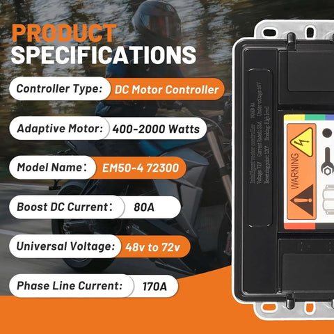 Universal 48V 72V E Bike Programmable Controller With Sine Wave Output For Electric Dirt Bikes Scooters And Motorcycles 170A Peak 80A Boost DC Motor Controller Box For VOTOL EM50 4