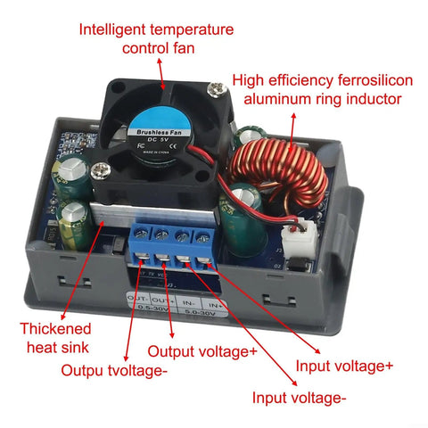 Programmable DC Power Supply For CNC Testing 0.6 To 36V Adjustable Output 5A 80W with smart thermal management components visible