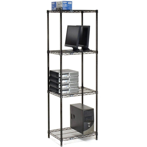 Top Notch 4 Tier Adjustable Wire Shelving Unit 18 X 24 X 74 Inches, Nsf Certified Commercial Storage Rack With Heavy Duty Black Epoxy Finish, Drop Dead Simple Shelf Alignment And Sturdy Leveling Feet Built To Last