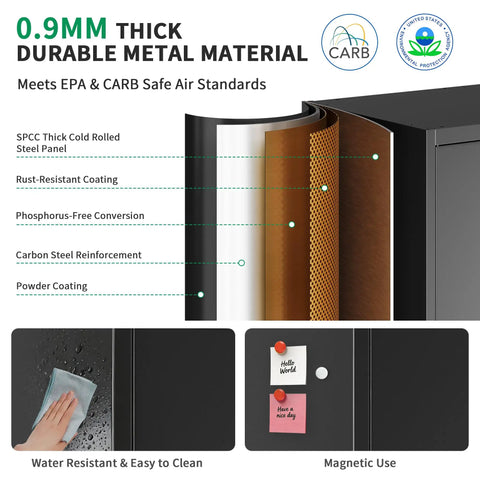 Heavy Duty Metal Garage Storage Cabinet With Doors And Adjustable Shelves 71 Inch Tall Steel Locker Organizer material features