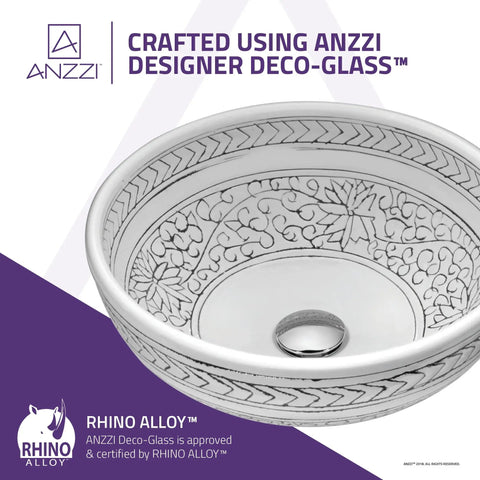 Cadence Series Tempered Vessel Sink In Glossy White, 16.1 In L X 16.1 In W X 6.5 In H, Chrome Pop Up Drain, Rhino Alloy Certified