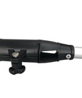 Fixed 17.5 Inch Tiller Handle Extension For Trolling Motors Ergonomic No Slip Grip Anodized Aluminum Tubing close-up with clamp