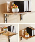 Two Pack Folding Shelf Brackets L Shaped Wall Mounted Triangle Angle DIY Heavy Duty Support For Shelves and tools in use