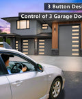 Driver inside car using 2 Pack 3 Button Universal Garage Door Opener Remote With Learn Button Colors for multi-door control