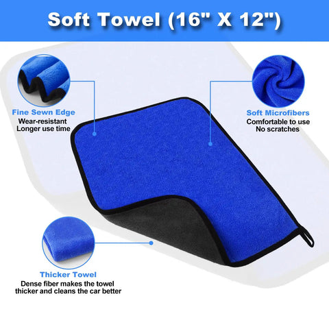 All In One Pro Grade 15Pcs Car Interior Cleaning Kit With Windshield Cleaner Tool And Detailing Brushes, blue microfiber towel